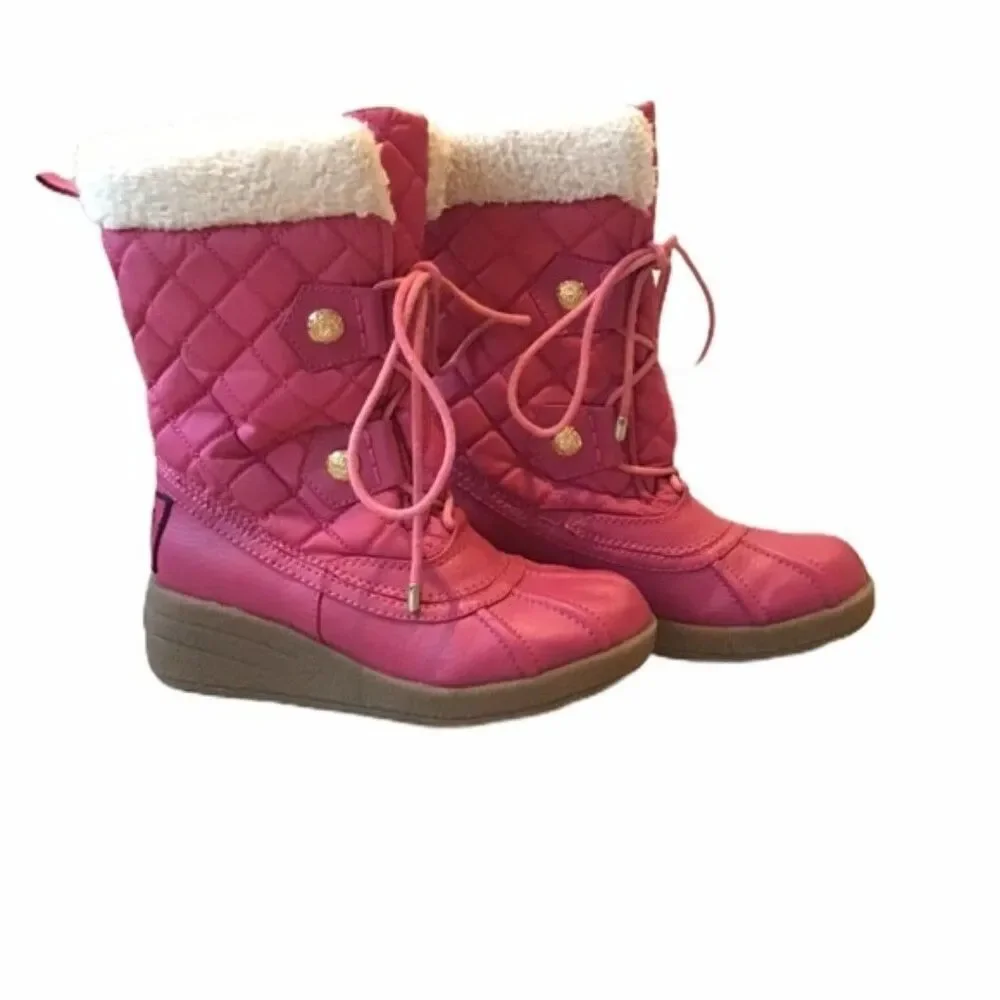 Juicy Couture Quilted Fur Boots Pink Kids Size 2
